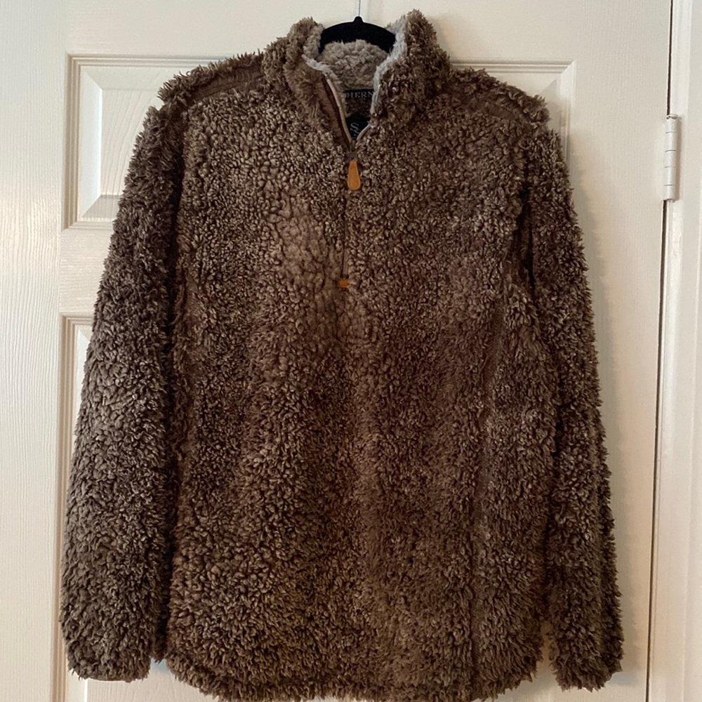 Simply Southern 1/4 zip Sherpa pullover brown size medium